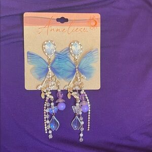 NWT Blue and Purple Butterfly Earrings